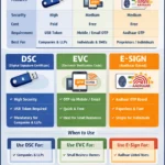Difference Between EVC, DSC and E-Sign in GST Portal dsc vs evc vs esgin